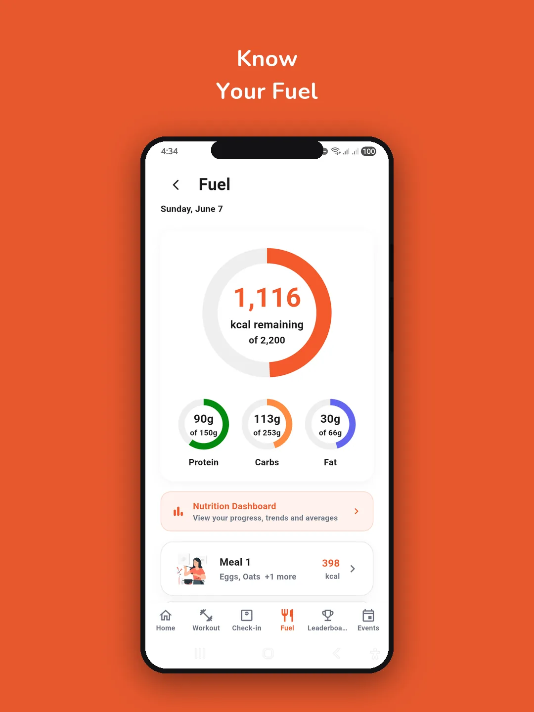 CorpFit Fuel nutrition tracking